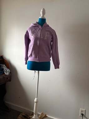 GAP Kids Girls Sparkly Logo Full-Zip Lavender Hoodie